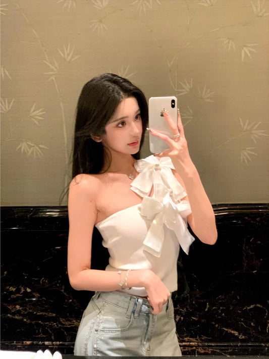 芭比蝴蝶 单肩短款上衣 Barbie Butterfly One-Shoulder Crop Top
