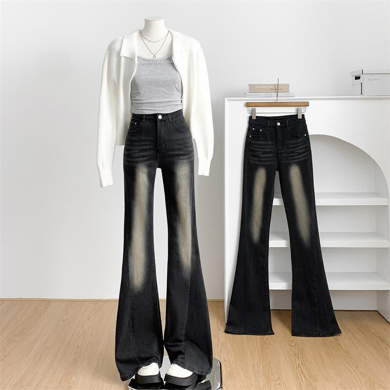 拉夏贝尔 高腰微喇蜜桃臀牛仔裤La Chapelle High-Waisted Slight Flare Peach-Shaped Hip Jeans