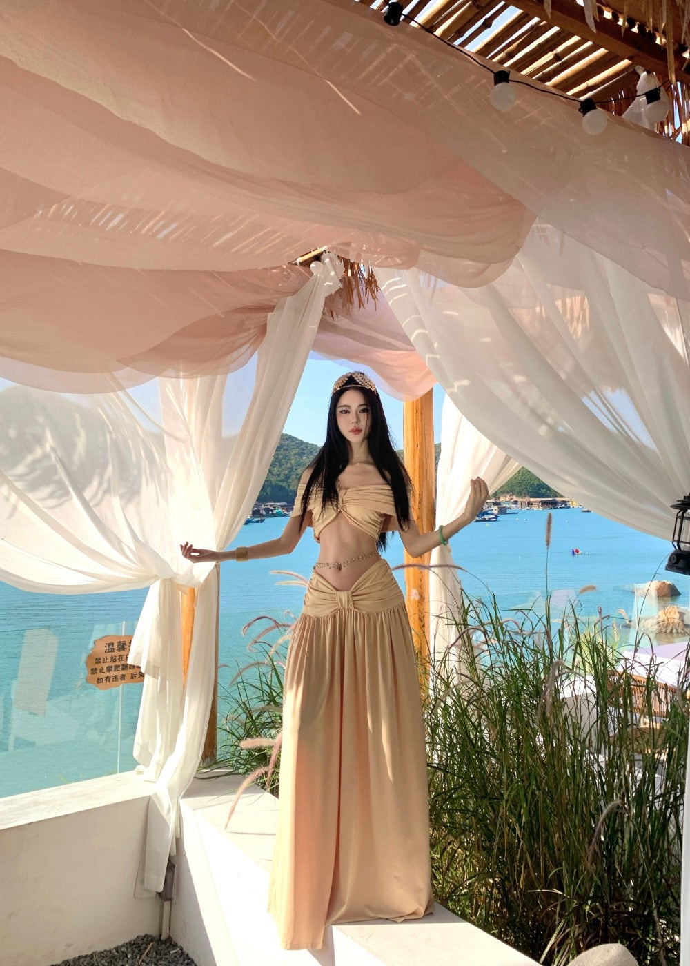 暮光之吻 法式复古一字肩礼服长裙套装 Twilight Kiss · French Vintage Off-Shoulder Gown Set