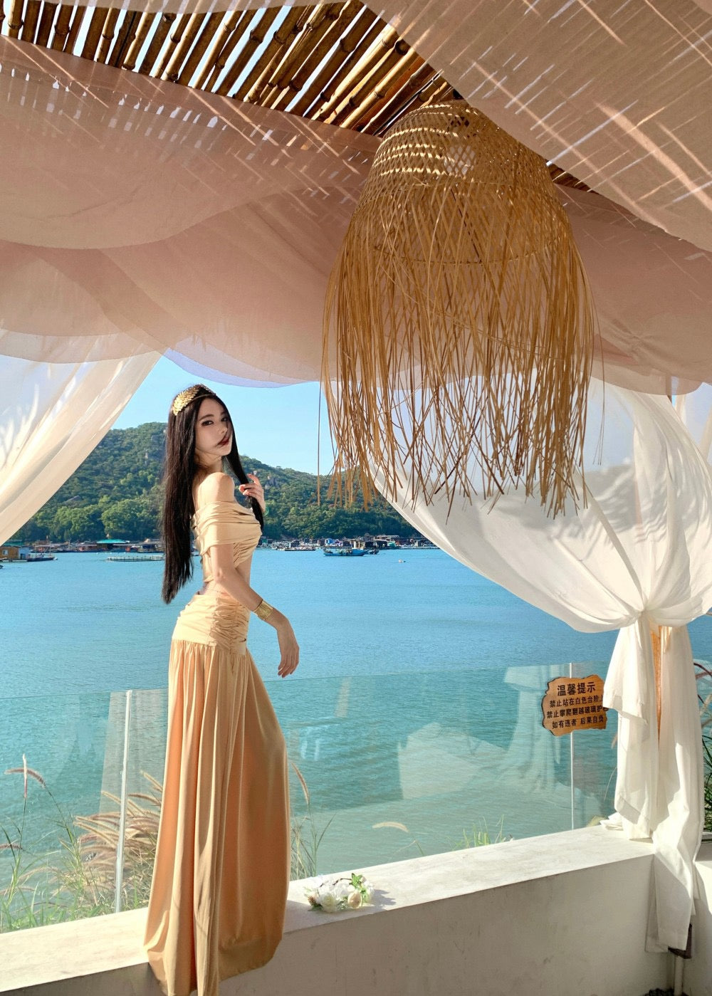 暮光之吻 法式复古一字肩礼服长裙套装 Twilight Kiss · French Vintage Off-Shoulder Gown Set