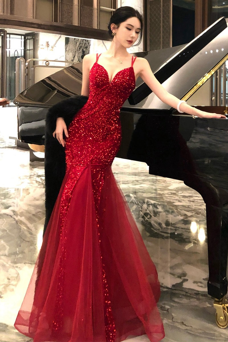 宴会成人礼 红色性感亮片连衣裙 Gala Debut · Red Sexy Sequin Dress