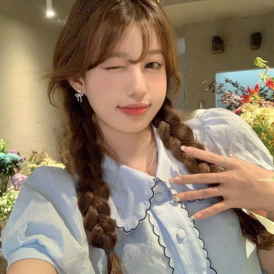 满眼是你 韩系蝴蝶结珍珠简约耳环 All I See Is You - Korean Style Bow & Pearl Minimalist Earrings