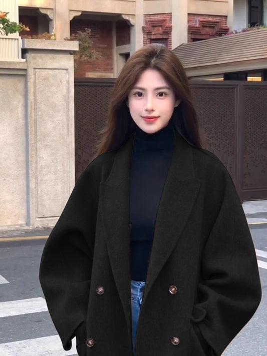 赫本魅力 毛呢秋冬中长款大衣 Hepburn Elegance Wool Blend Mid-Length Coat for Fall/Winter