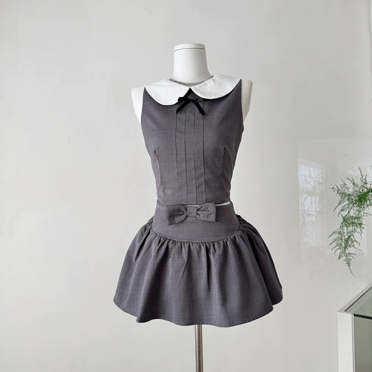 miu系甜菜 学院风马甲半裙套装 Miu-Style Sweet Girl Preppy Vest and Skirt Set