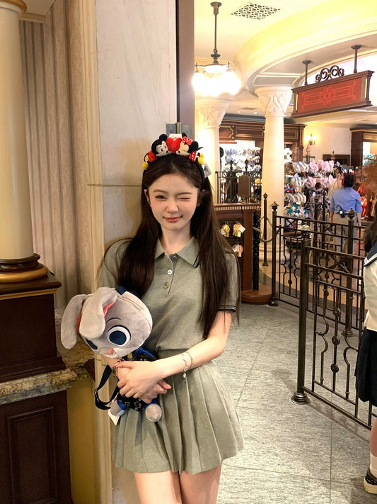 千金校园生活 撞色polo领针织套装 Heiress Campus Life Contrast-Collar Knit Polo Set