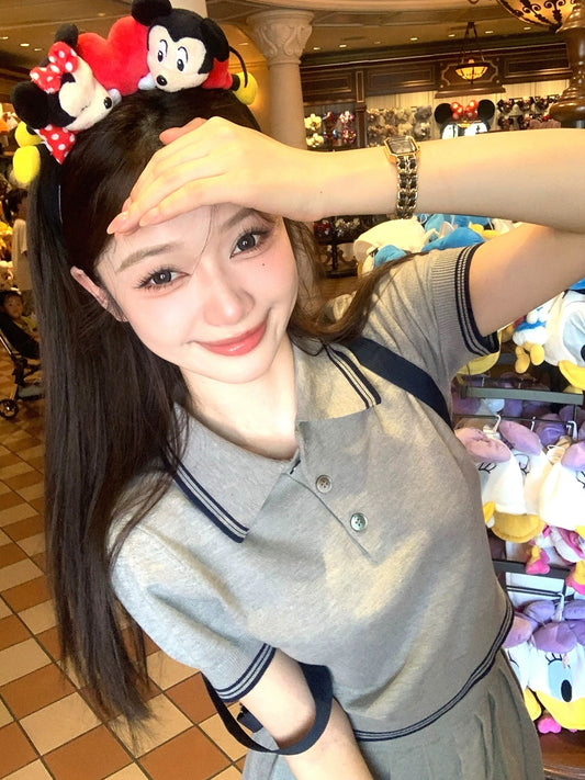 千金校园生活 撞色polo领针织套装 Heiress Campus Life Contrast-Collar Knit Polo Set