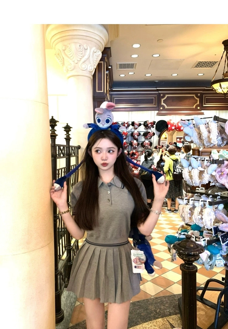千金校园生活 撞色polo领针织套装 Heiress Campus Life Contrast-Collar Knit Polo Set