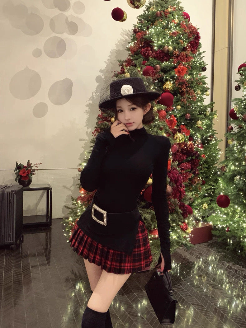 格兰物语 纯欲风长袖格子裙套装 Glen Tale · Pure Desire Long-Sleeve Plaid Dress Set