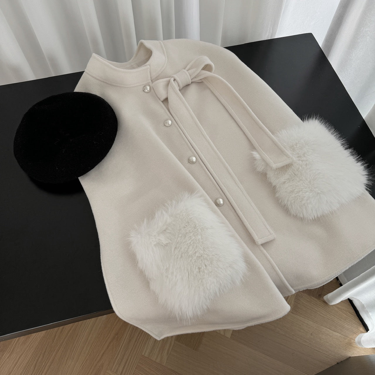 千金斗篷 定制狐狸毛口袋羊毛外套 Heiress Cloak Custom Fox Fur Pocket Wool Coat