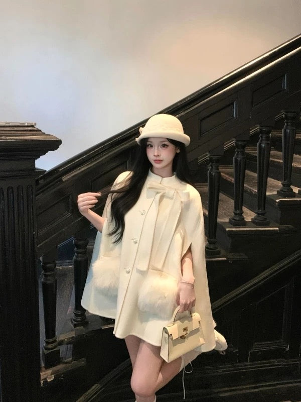 千金斗篷 定制狐狸毛口袋羊毛外套 Heiress Cloak Custom Fox Fur Pocket Wool Coat