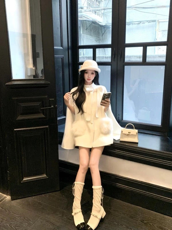 千金斗篷 定制狐狸毛口袋羊毛外套 Heiress Cloak Custom Fox Fur Pocket Wool Coat