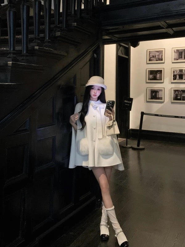 千金斗篷 定制狐狸毛口袋羊毛外套 Heiress Cloak Custom Fox Fur Pocket Wool Coat