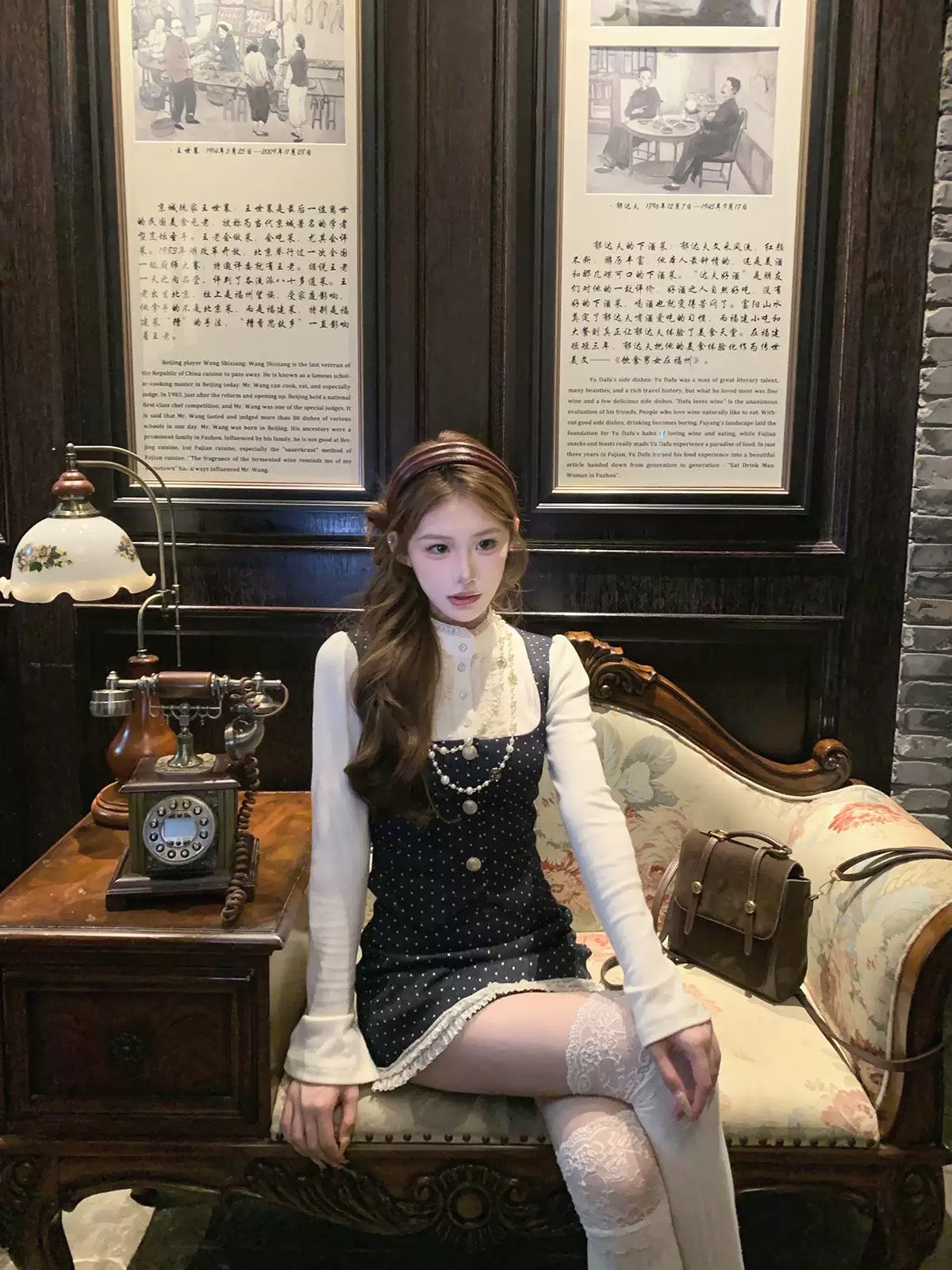 漫天星辰 假两件上衣长袖半裙长裤套装 Starry Sky Faux Two-Piece Long Sleeve Top & Skirt-Pants Set