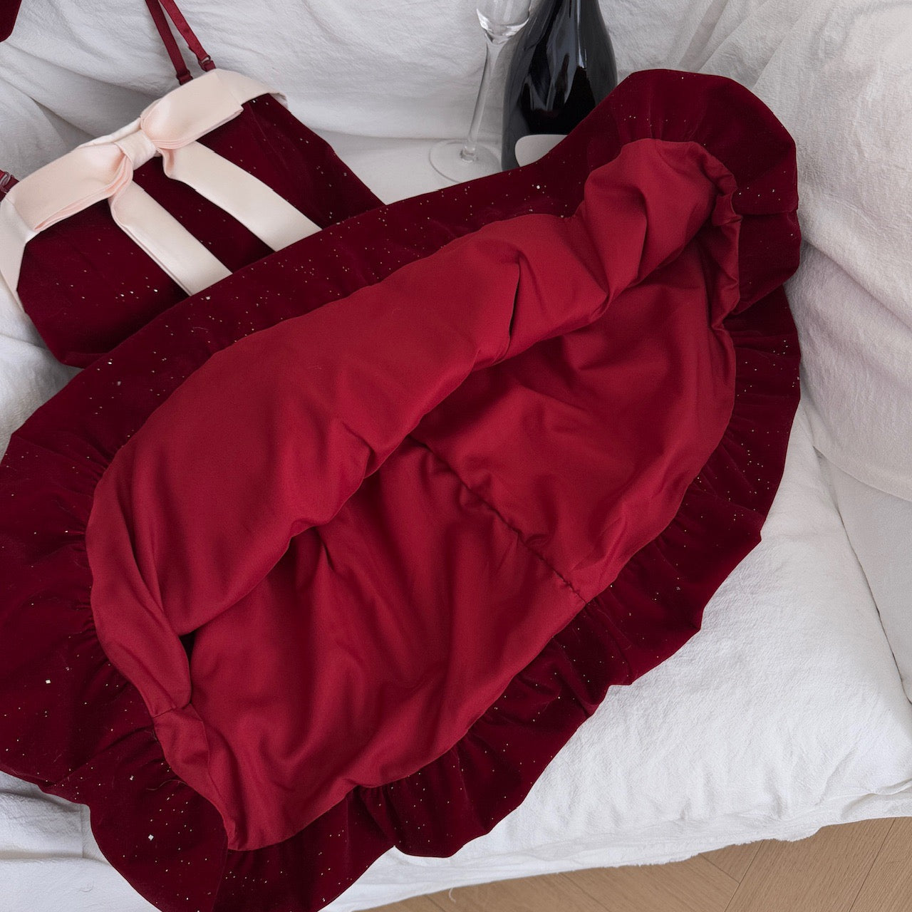 云画的森林 红色抹胸连衣裙 Forest in Clouds Red Strapless Evening Dress