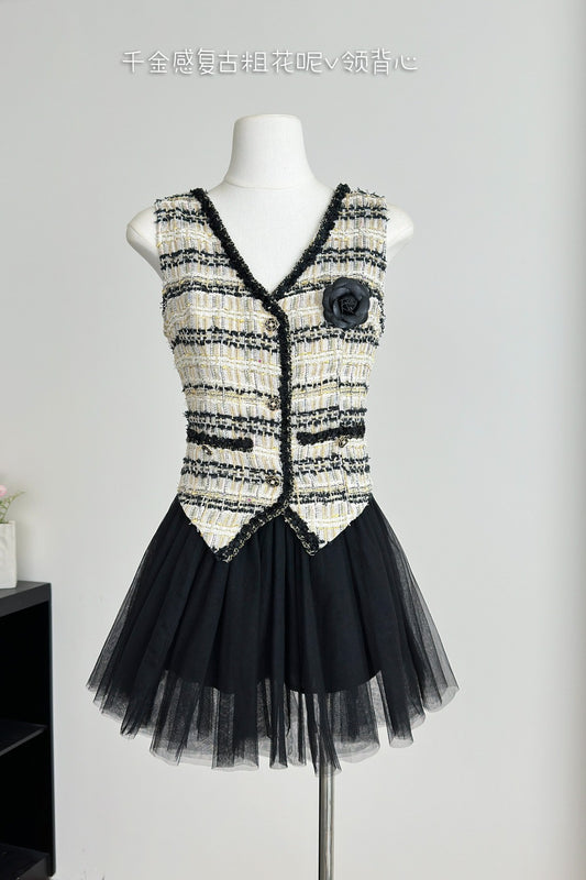 芬芳花园 千金感粗花呢小香半裙套装 Fragrant Garden Elegant Tweed Chanel-Style Skirt Set