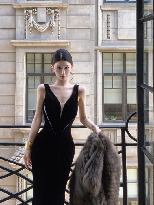 Life Edit · Velvet-Mesh Elegant Statement Dress