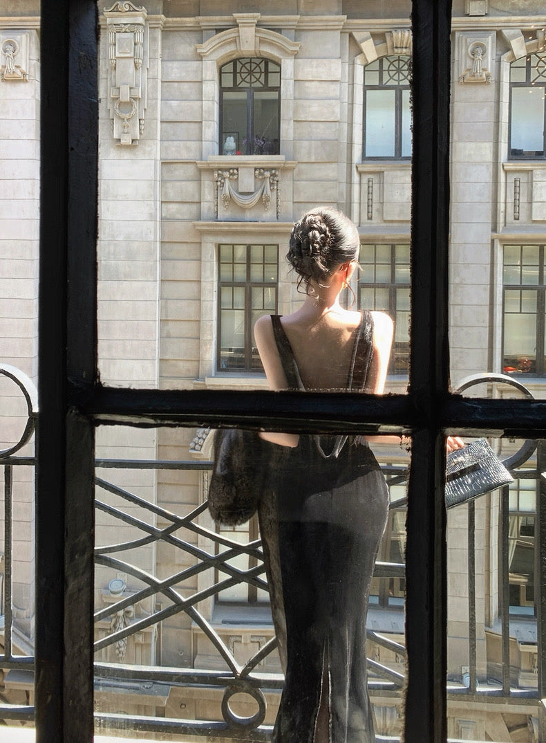 Life Edit · Velvet-Mesh Elegant Statement Dress