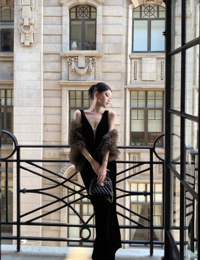 Life Edit · Velvet-Mesh Elegant Statement Dress