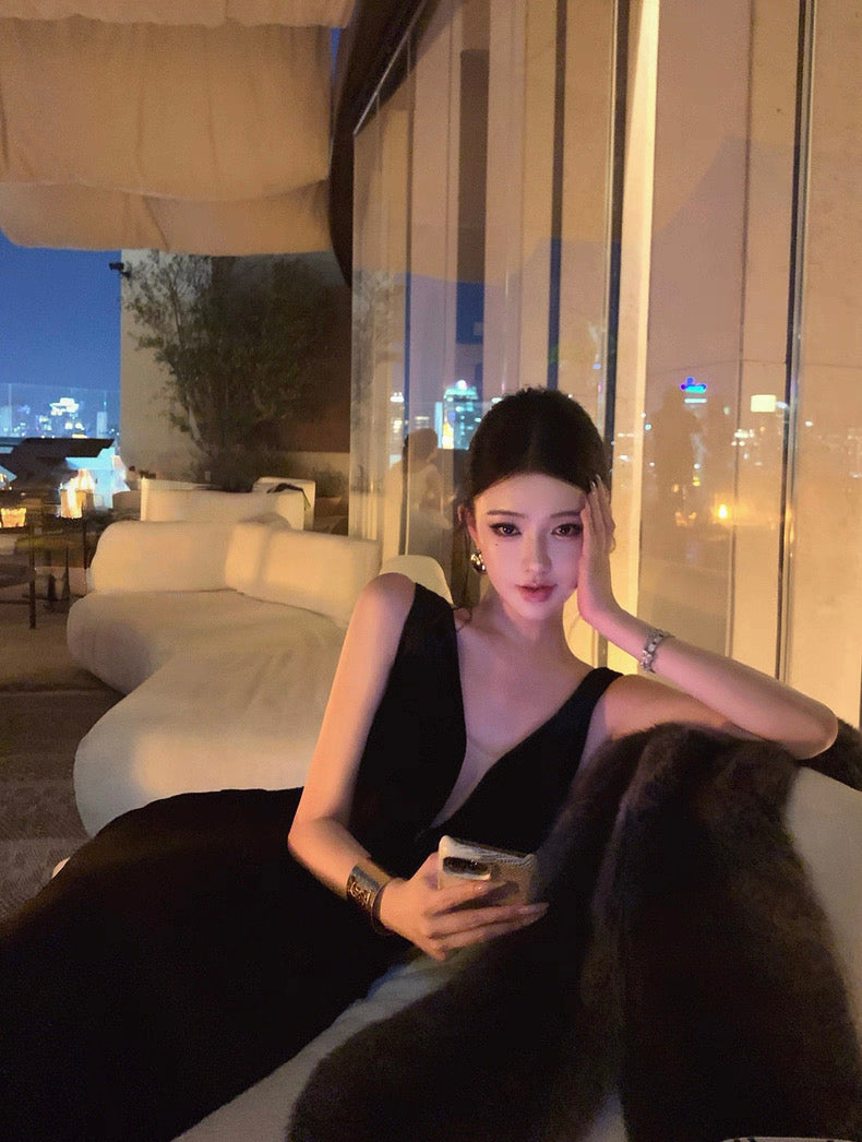 Life Edit · Velvet-Mesh Elegant Statement Dress