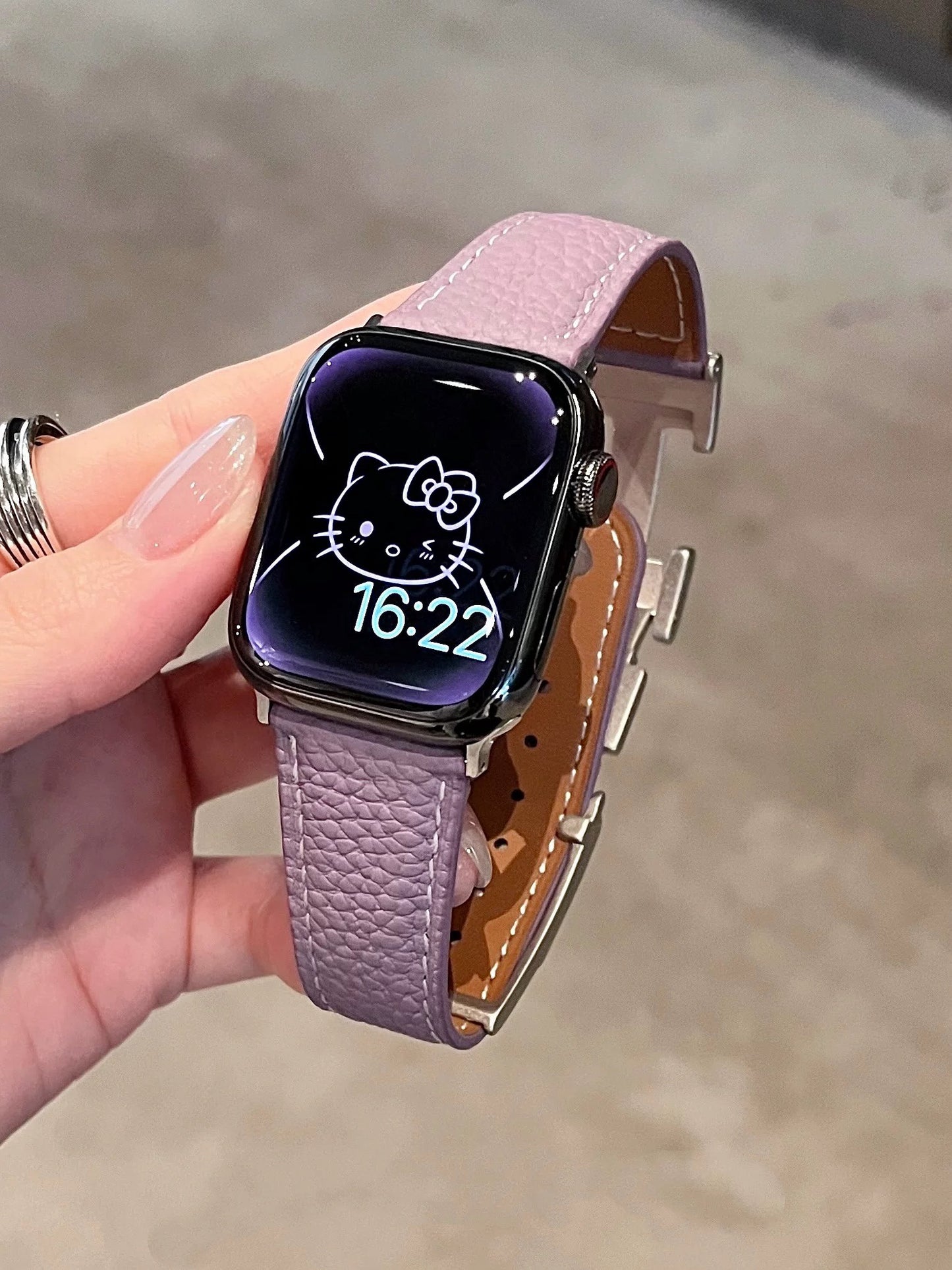 Soft lychee-grain leather magnetic clasp Apple Watch band