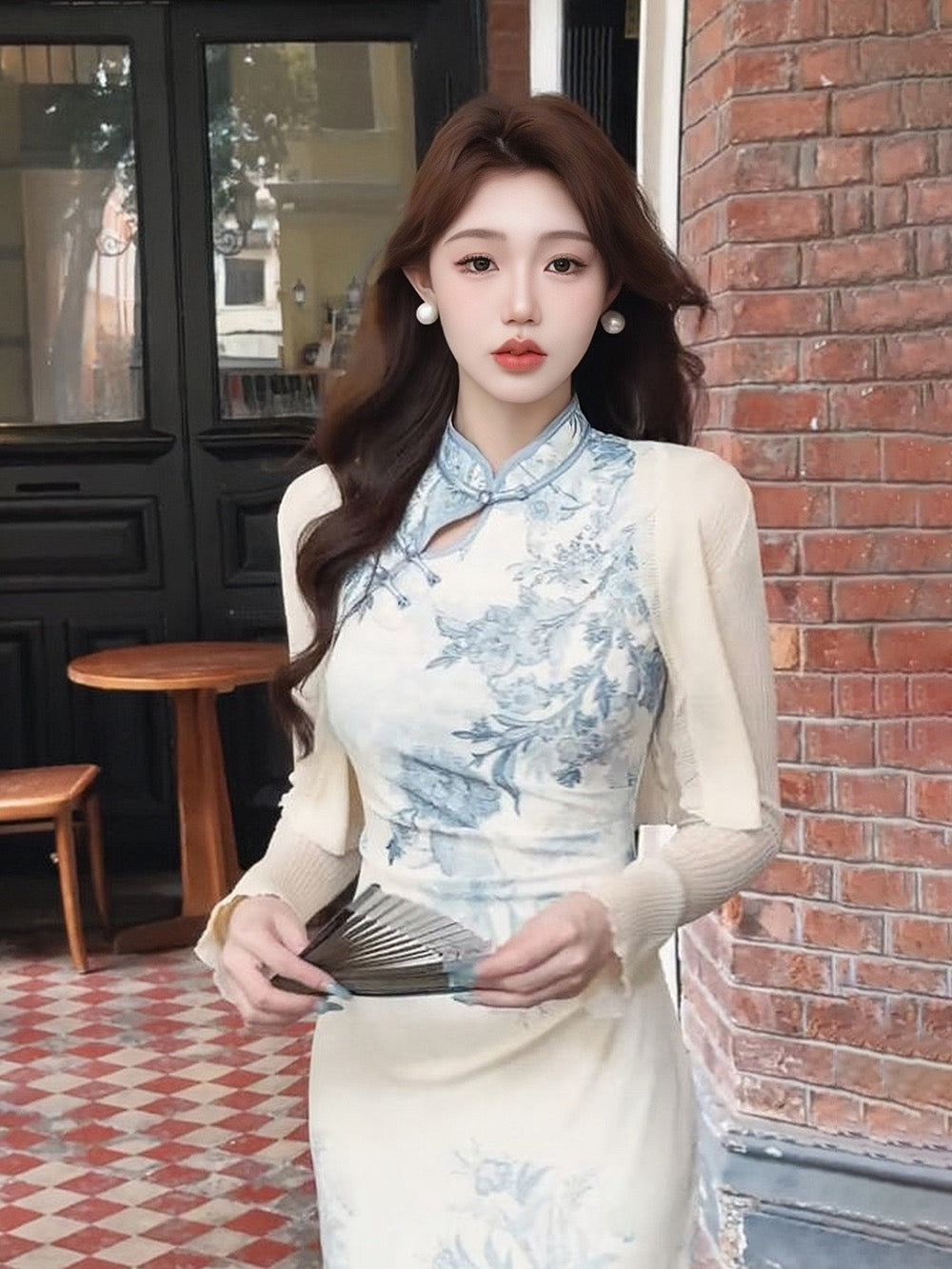 青花瓷 新中式印花水墨改良旗袍 Blue-and-White Porcelain · New Chinese-Style Ink-Print Modern Qipao