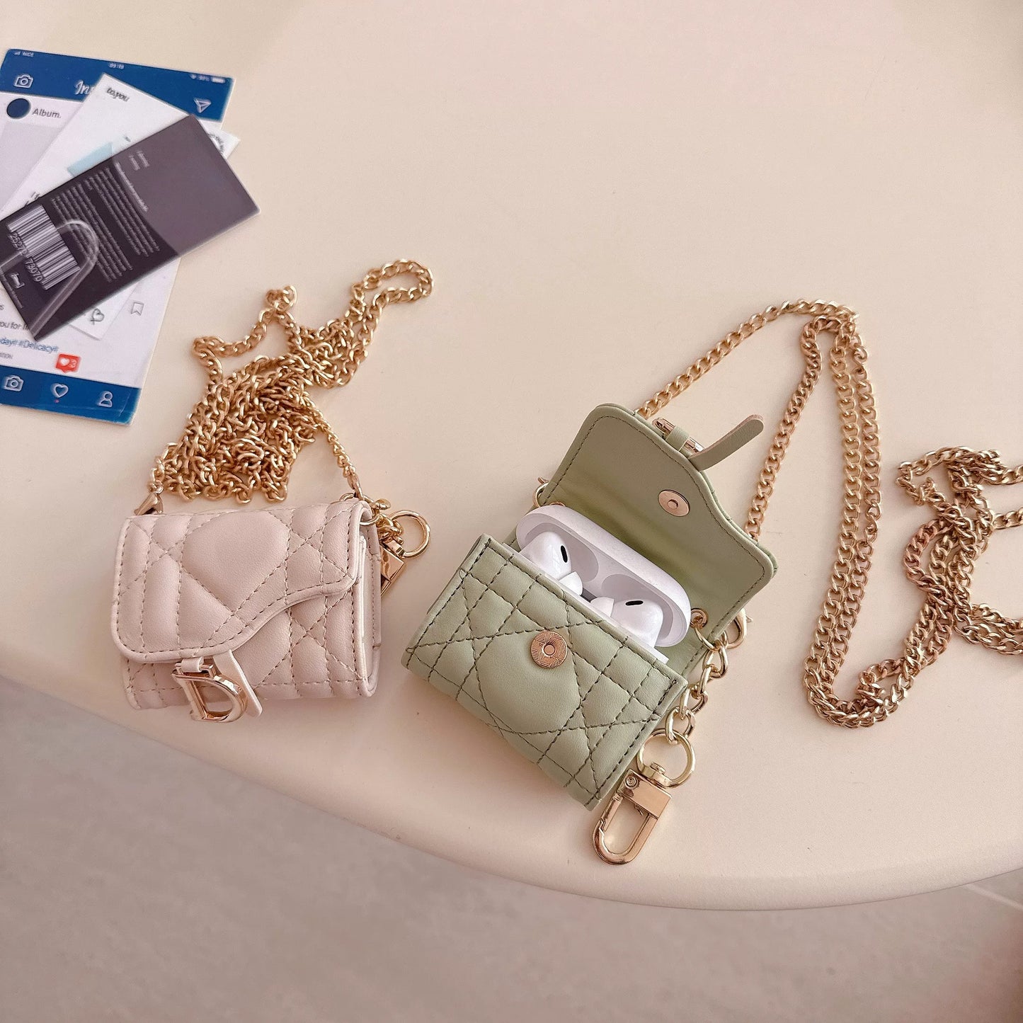 New trendy designer-style saddle bag crossbody Airpods case