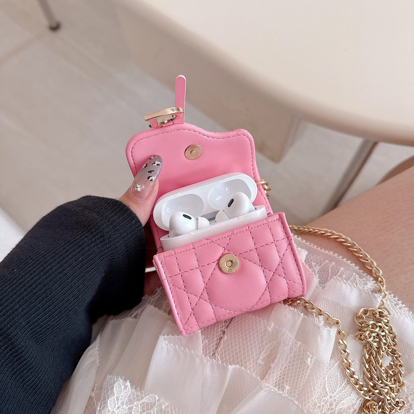 New trendy designer-style saddle bag crossbody Airpods case