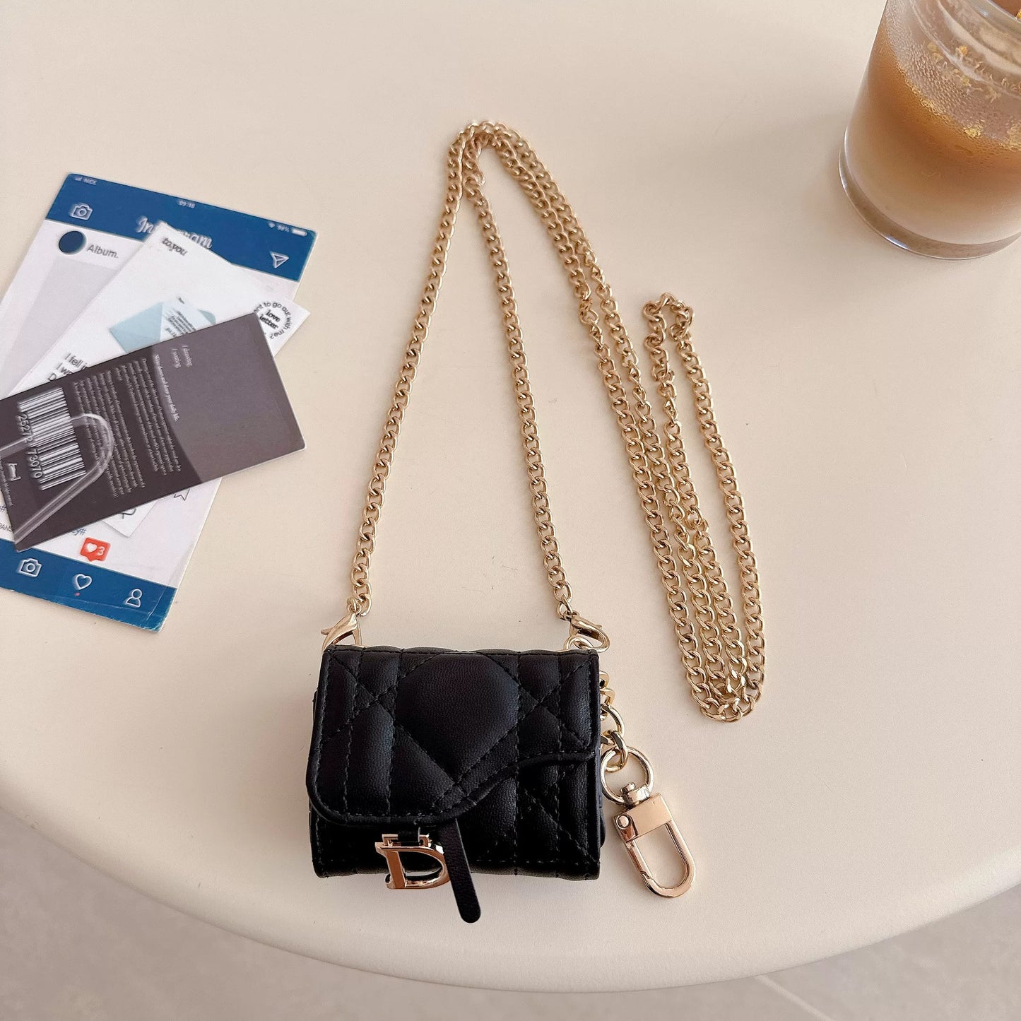 New trendy designer-style saddle bag crossbody Airpods case