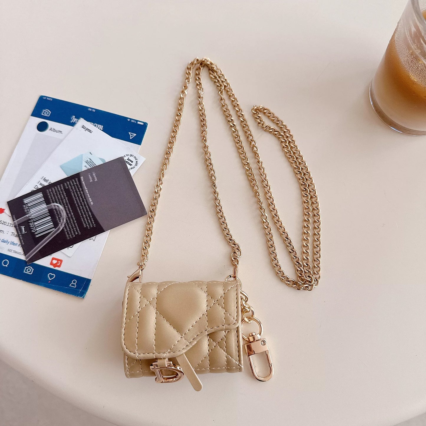 New trendy designer-style saddle bag crossbody Airpods case