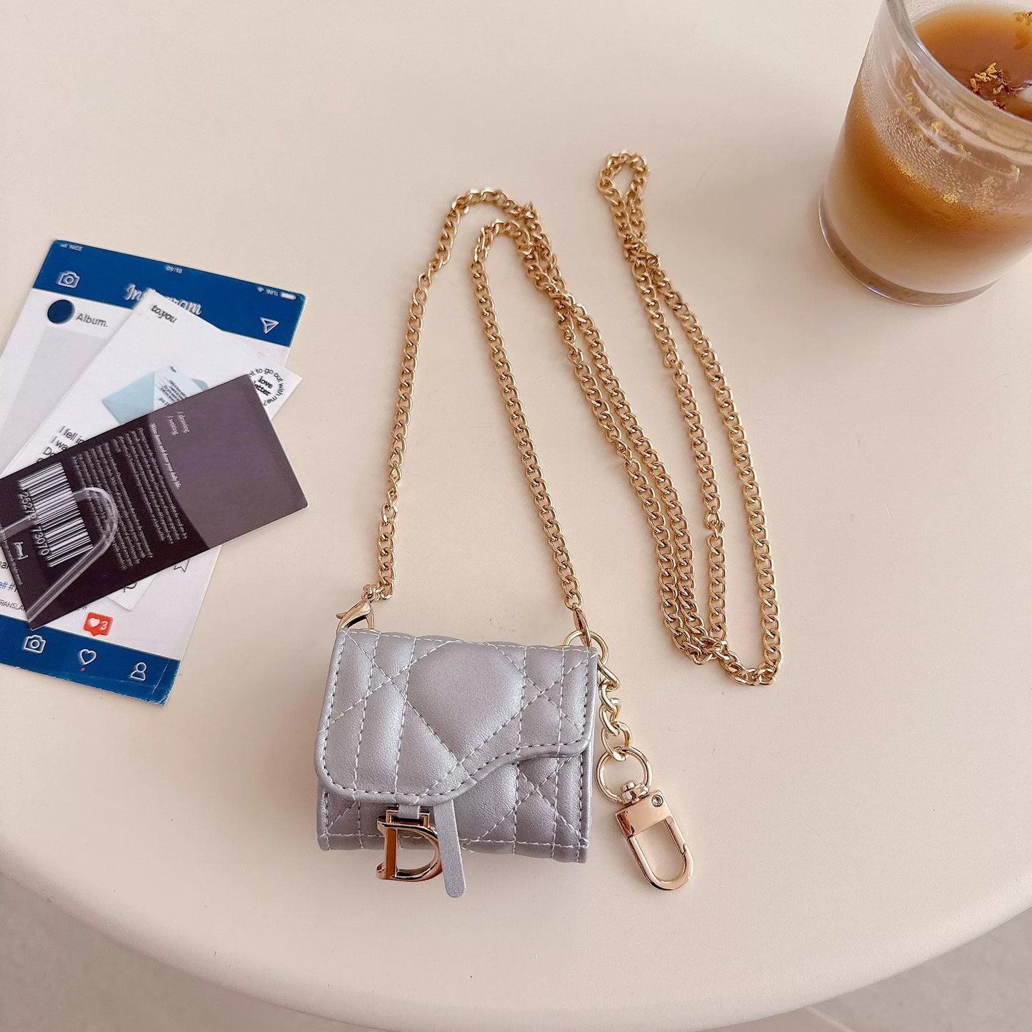 New trendy designer-style saddle bag crossbody Airpods case
