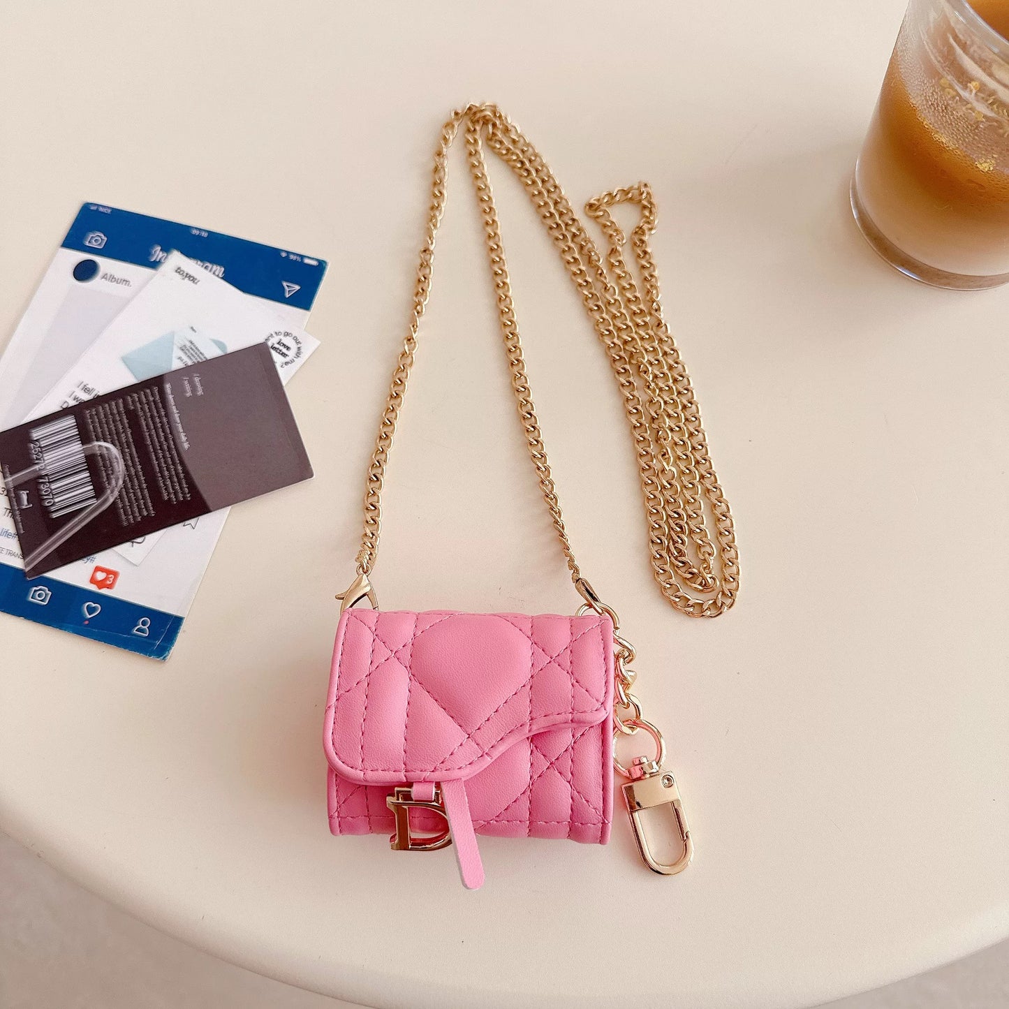 New trendy designer-style saddle bag crossbody Airpods case
