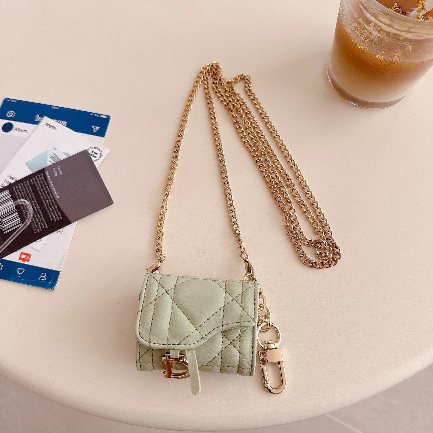 New trendy designer-style saddle bag crossbody Airpods case