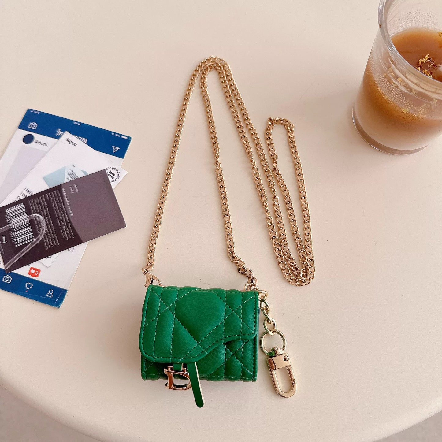 New trendy designer-style saddle bag crossbody Airpods case