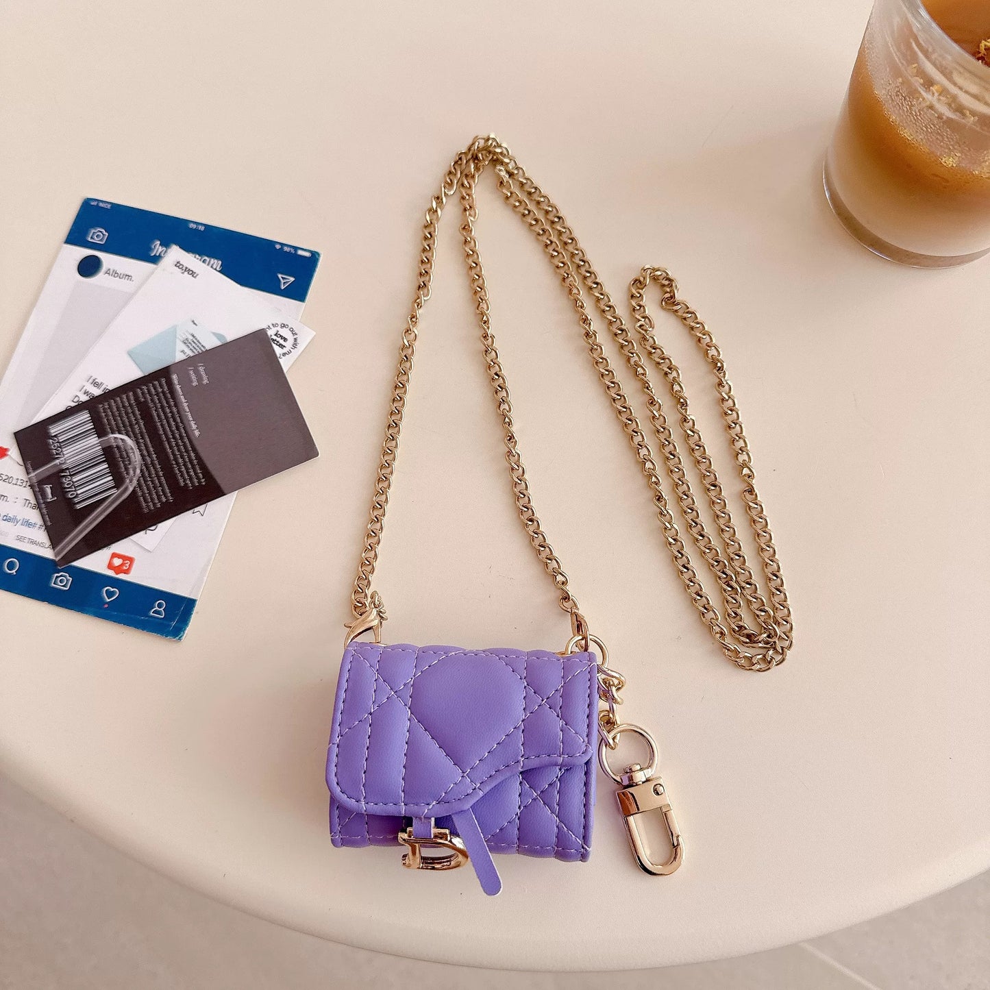 New trendy designer-style saddle bag crossbody Airpods case