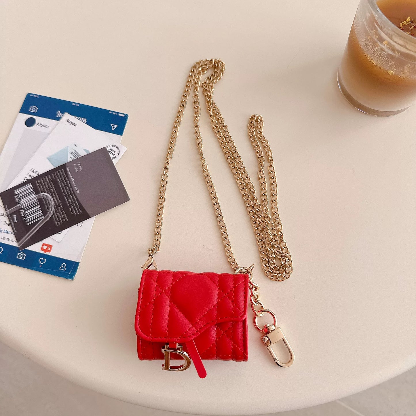 New trendy designer-style saddle bag crossbody Airpods case
