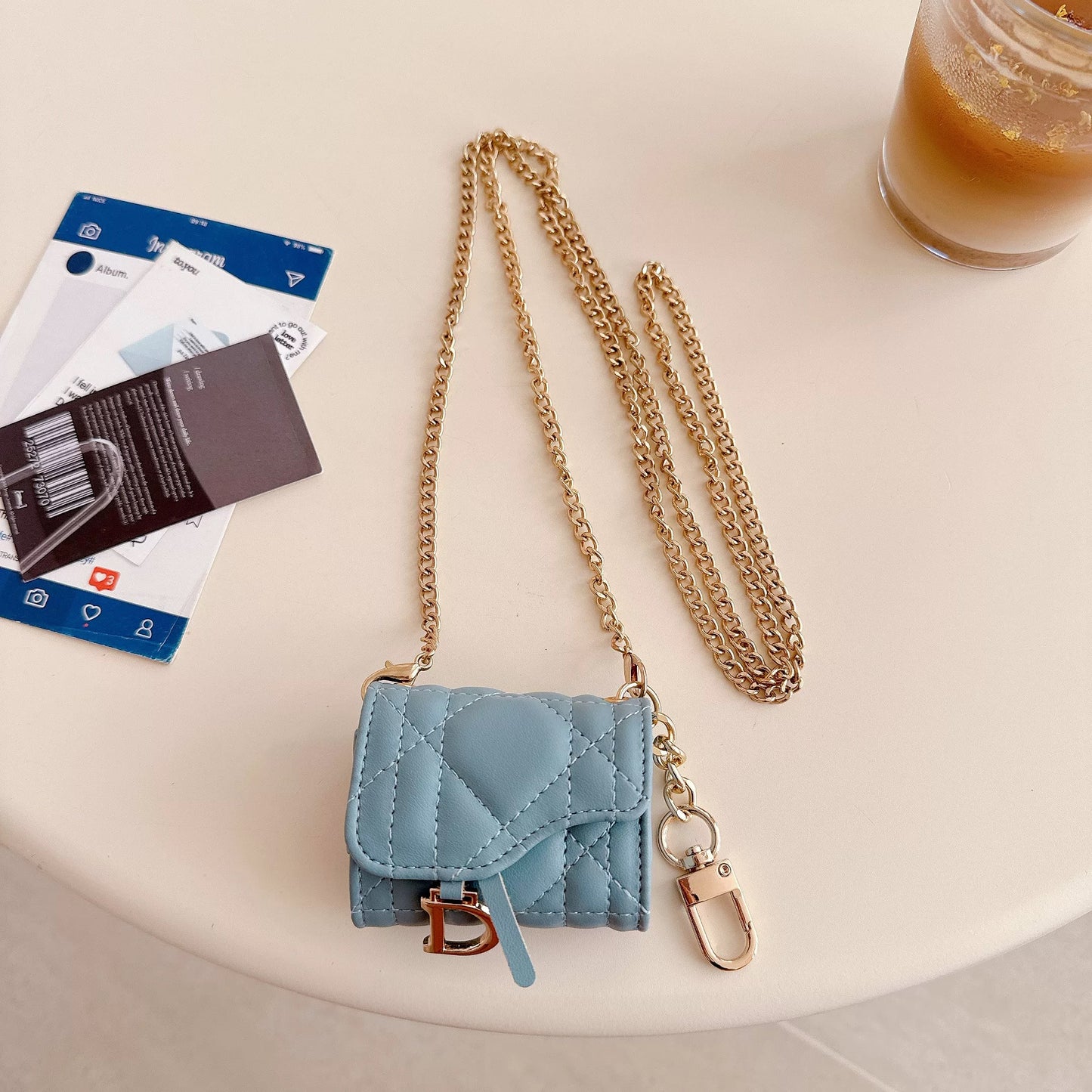 New trendy designer-style saddle bag crossbody Airpods case