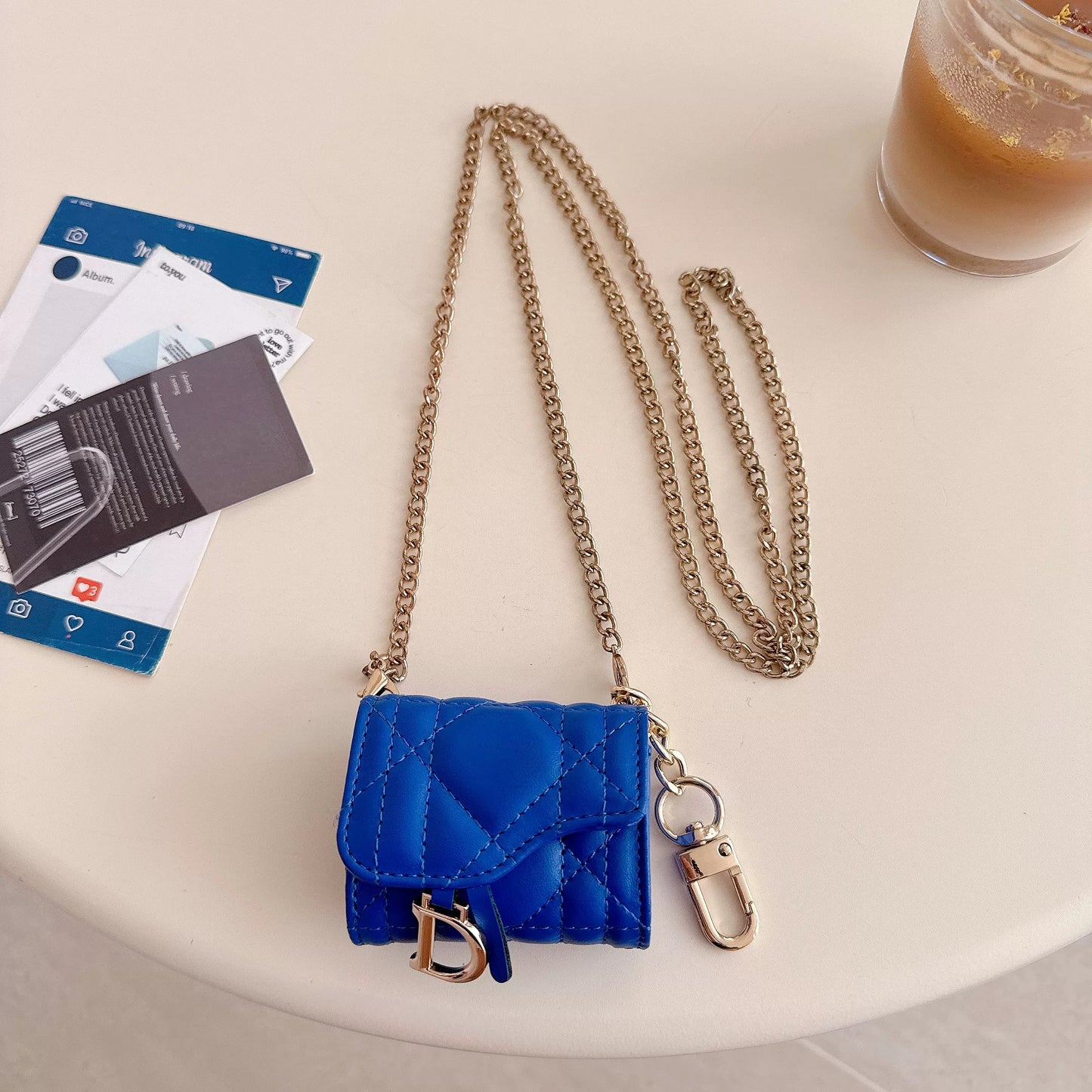 New trendy designer-style saddle bag crossbody Airpods case