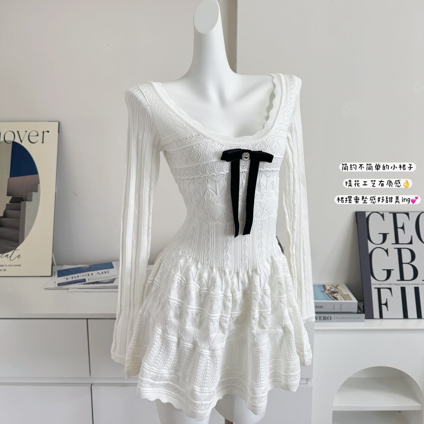 公主千金 针织风长袖连衣裙 Princess Style Knitted Long-Sleeve Dress