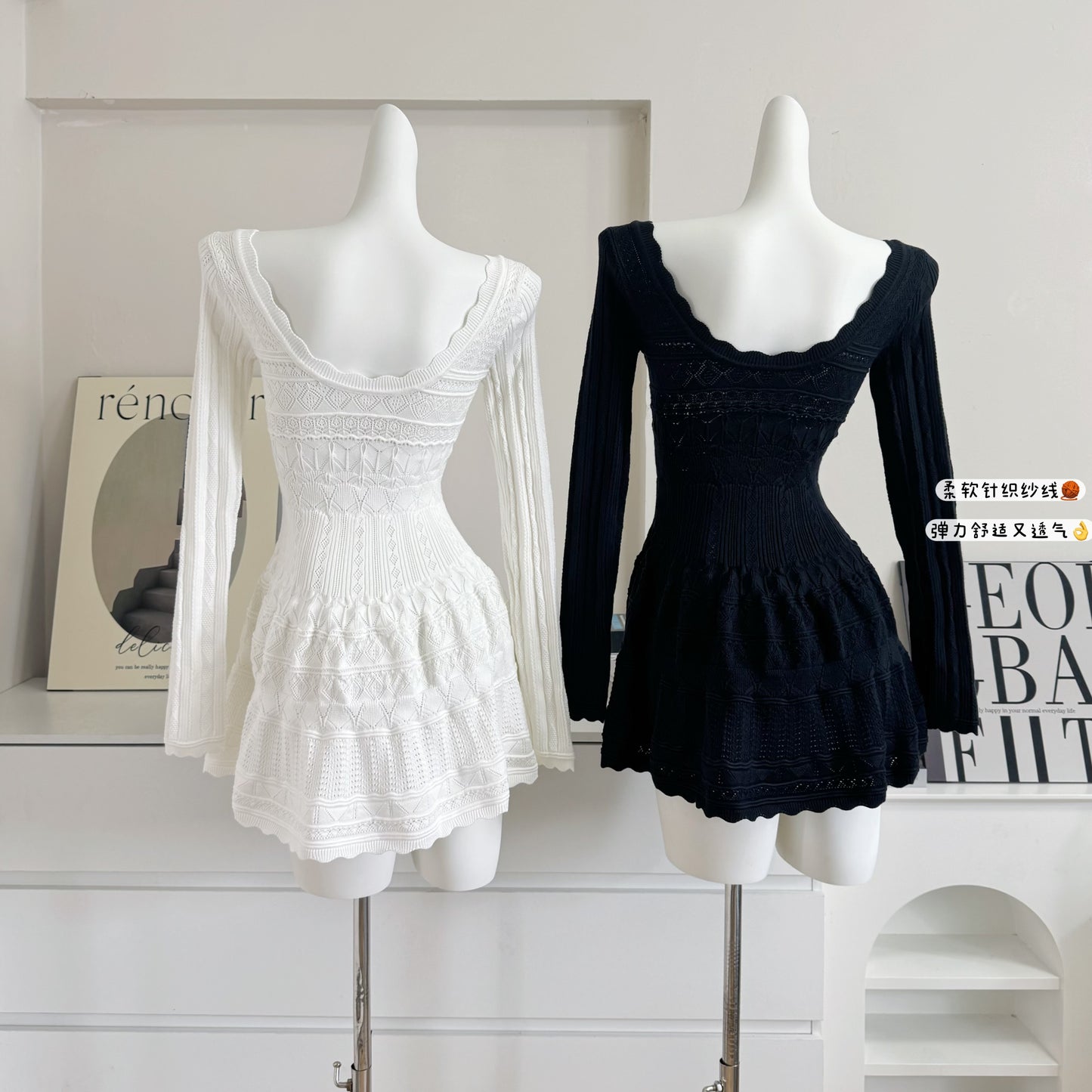 公主千金 针织风长袖连衣裙 Princess Style Knitted Long-Sleeve Dress