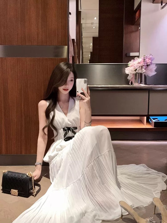 南法女神 V领蝴蝶结上衣 Southern French Goddess V-Neck Bow Blouse