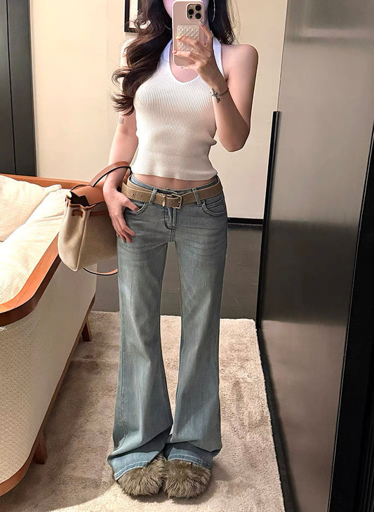 马甲线美人 低腰拖地牛仔裤 Defined Abs Beauty – Low-waist floor-Sweeping Jeans