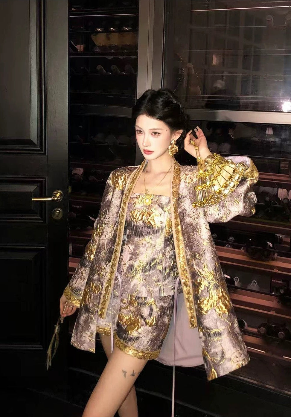 锦绣山河 新中式立体浮雕重工刺绣三件套 Splendid Mountains & Rivers · New Chinese-Style 3D Relief Heavy Embroidery Three-Piece Set