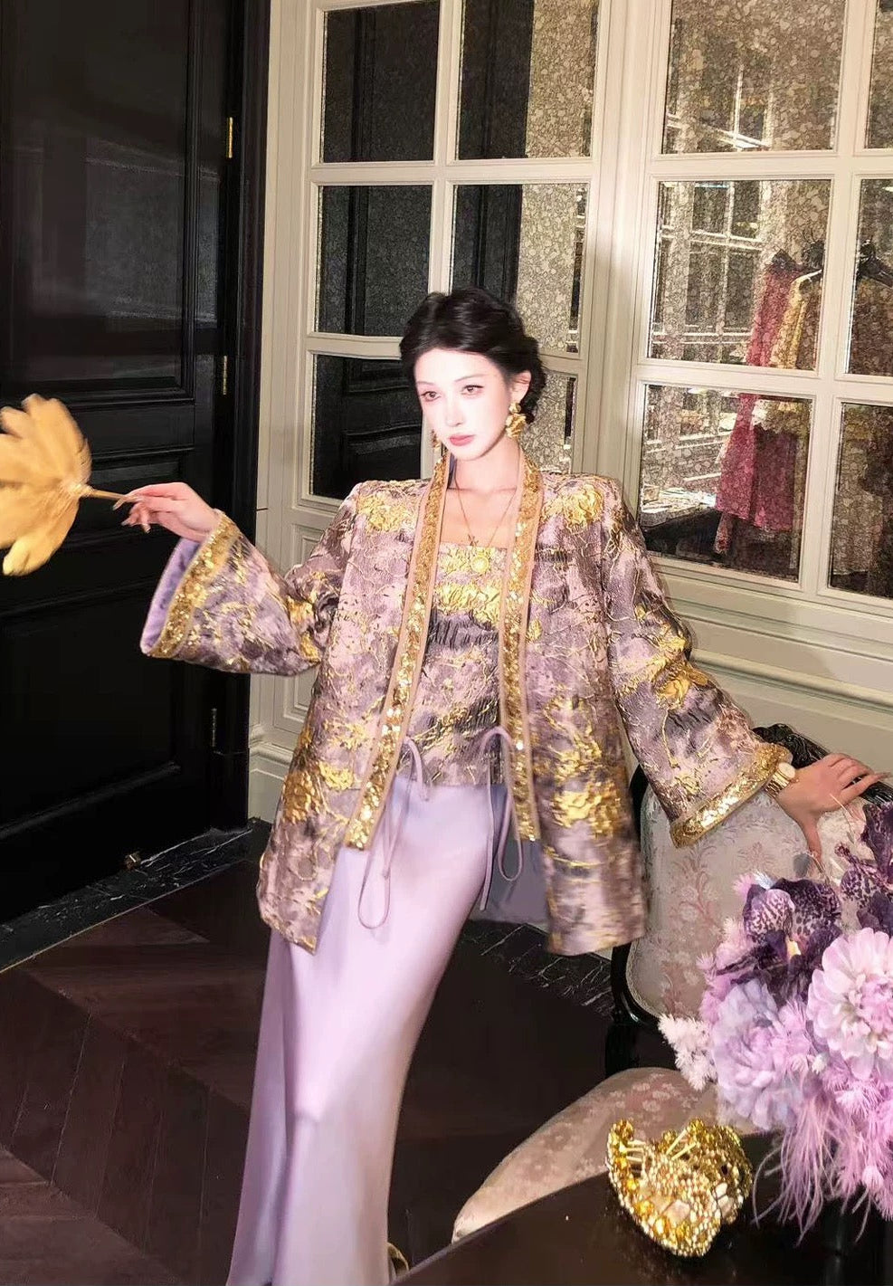 锦绣山河 新中式立体浮雕重工刺绣三件套 Splendid Mountains & Rivers · New Chinese-Style 3D Relief Heavy Embroidery Three-Piece Set