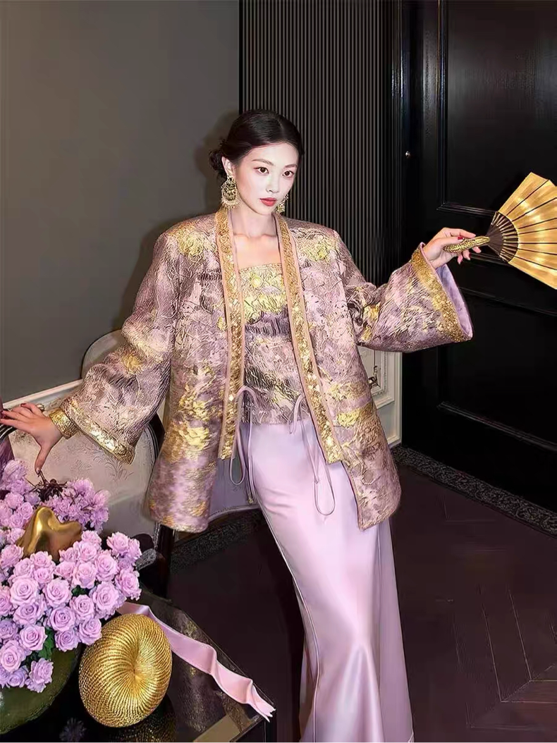 锦绣山河 新中式立体浮雕重工刺绣三件套 Splendid Mountains & Rivers · New Chinese-Style 3D Relief Heavy Embroidery Three-Piece Set