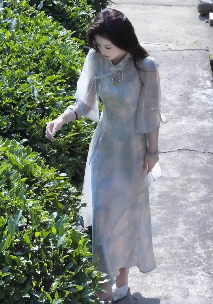 牡丹亭·定制牡丹花松量旗袍套装 Peony Pavilion · Couture Peony-Embroidered Qipao Ensemble