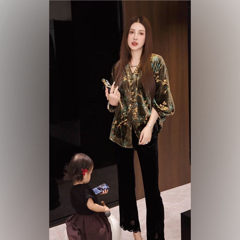 墨色东方 新中式丝绒提花上衣 Ink Oriental · New Chinese-Style Velvet Jacquard Top