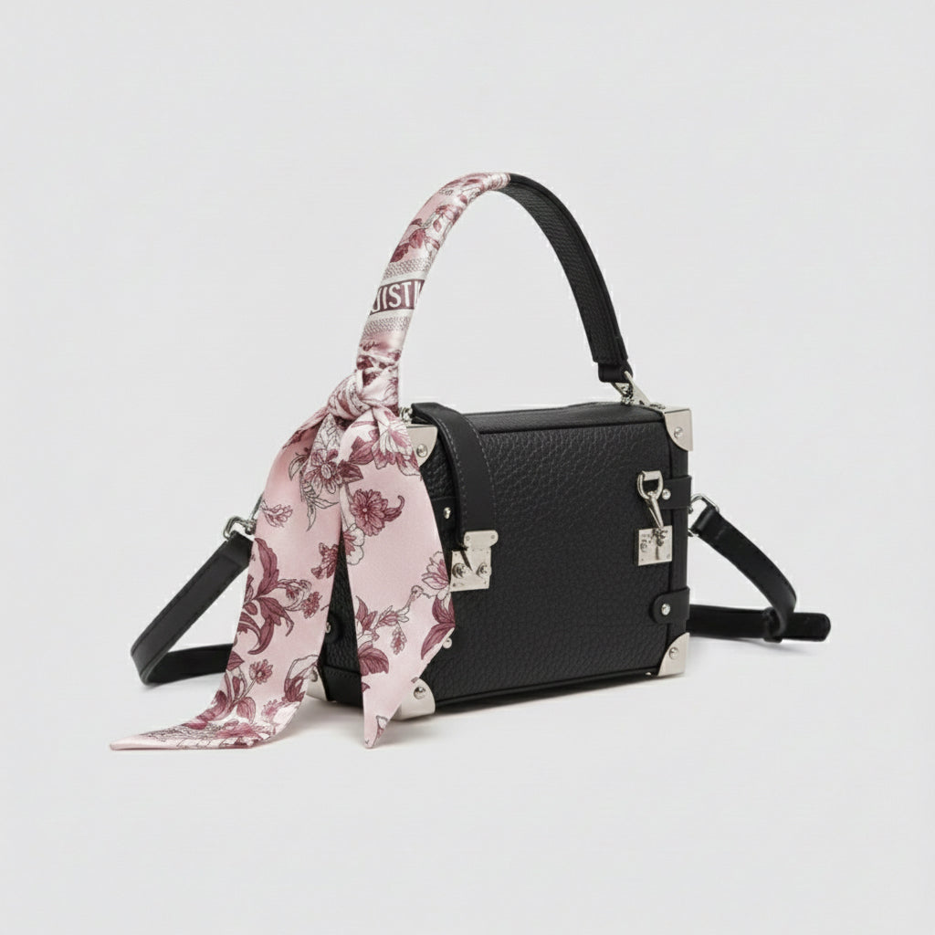 Pink Forest Faux Silk Slim Handbag Handle Wrap Scarf