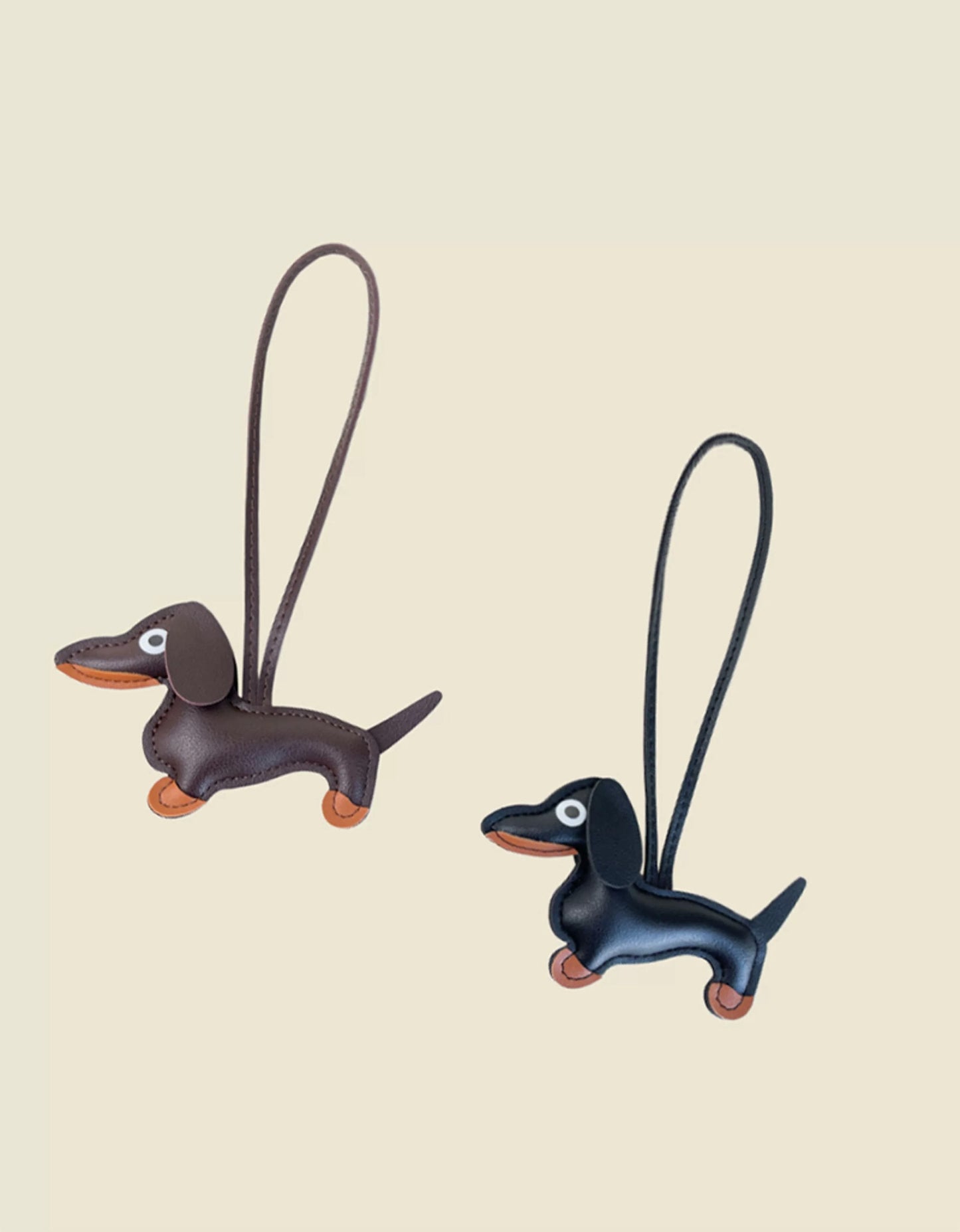 Sculpted Dachshund Bag Charm - Brown