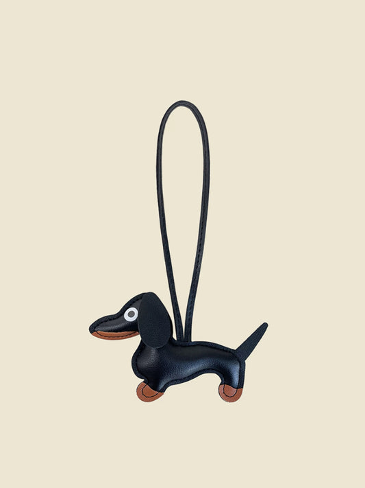 Sculpted Dachshund Bag Charm - Black