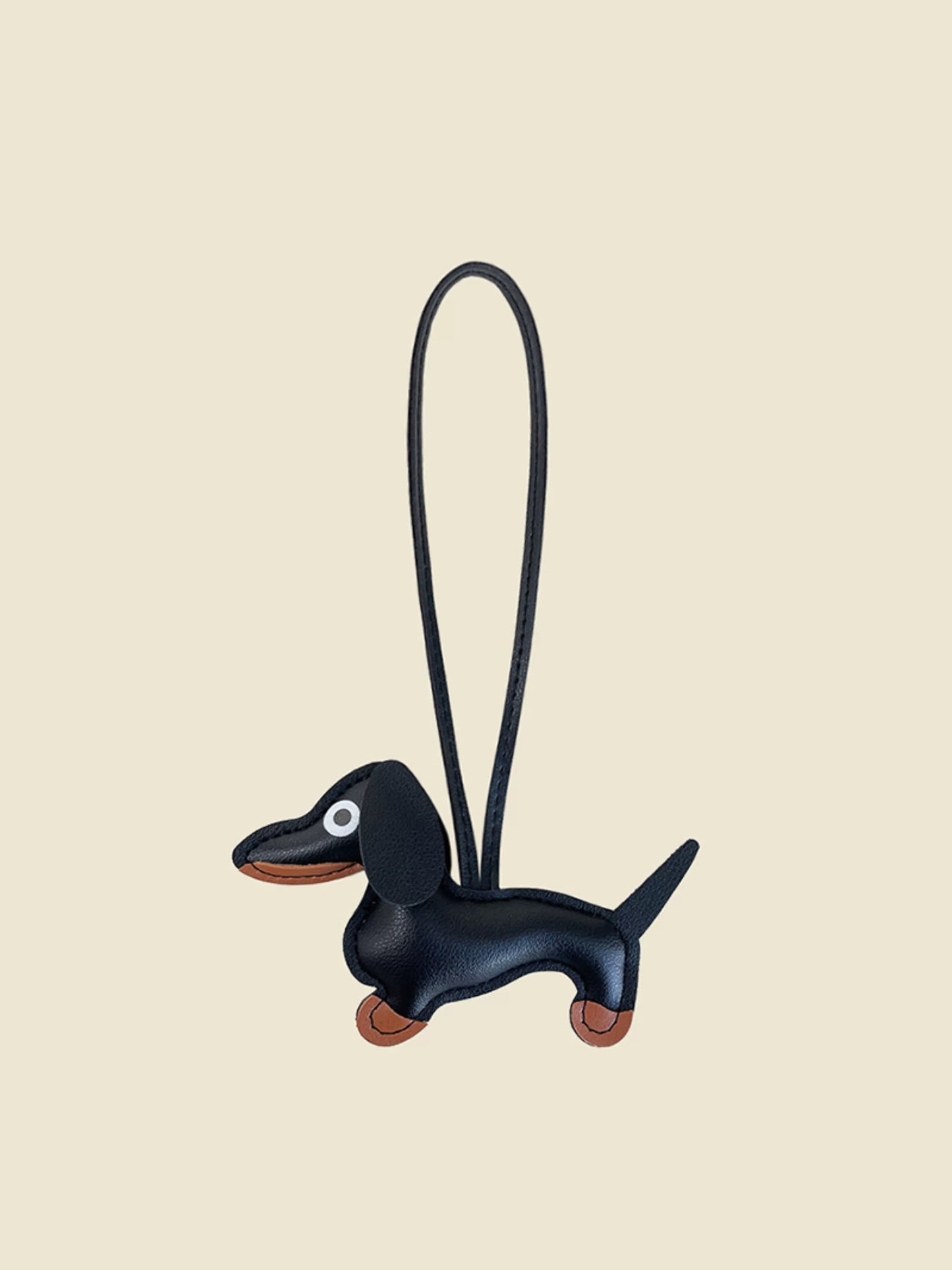 Sculpted Dachshund Bag Charm - Brown